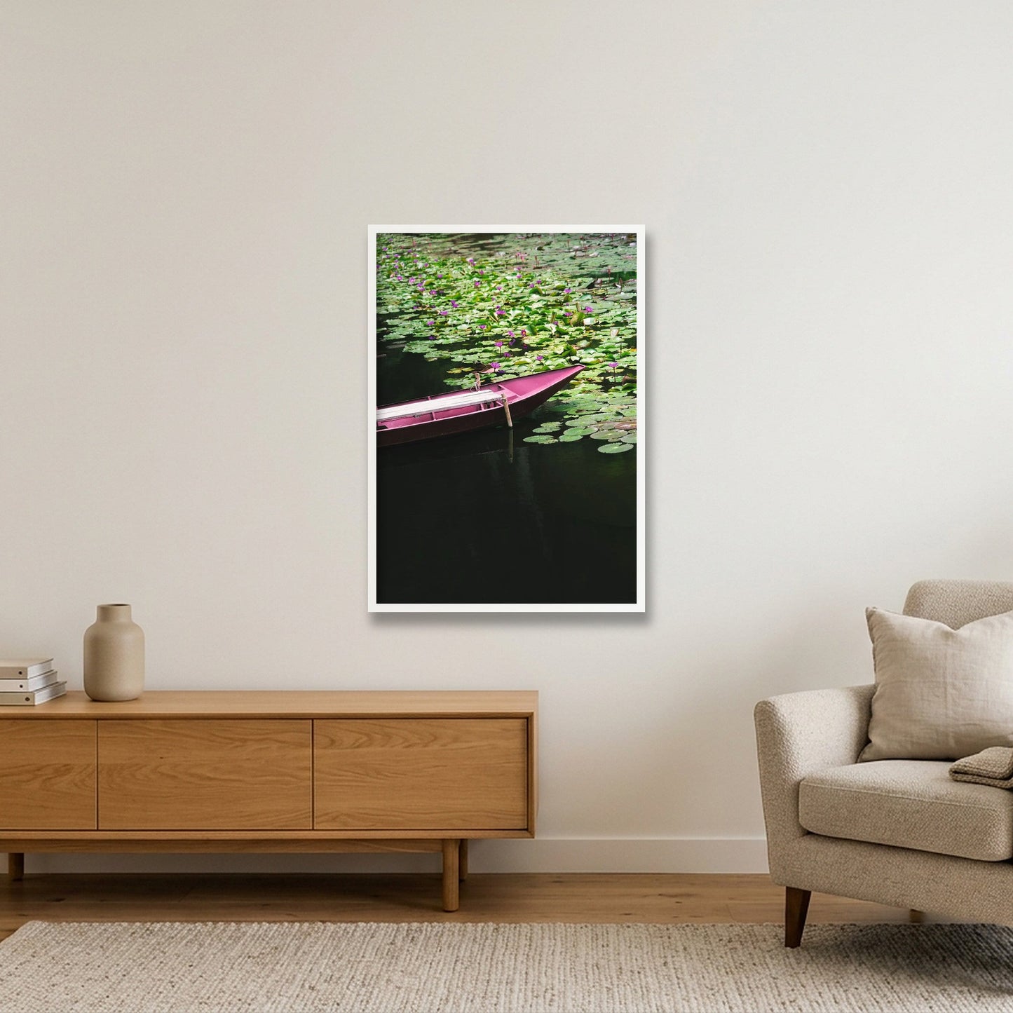 Lotus Drift — 59×84cm, 23×33" White Frame